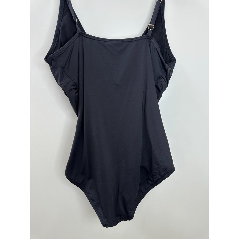 Tommy Bahama Womens Black Ruched One Piece Swimsuit Tummy Control Size 14 - Picture 11 of 14
